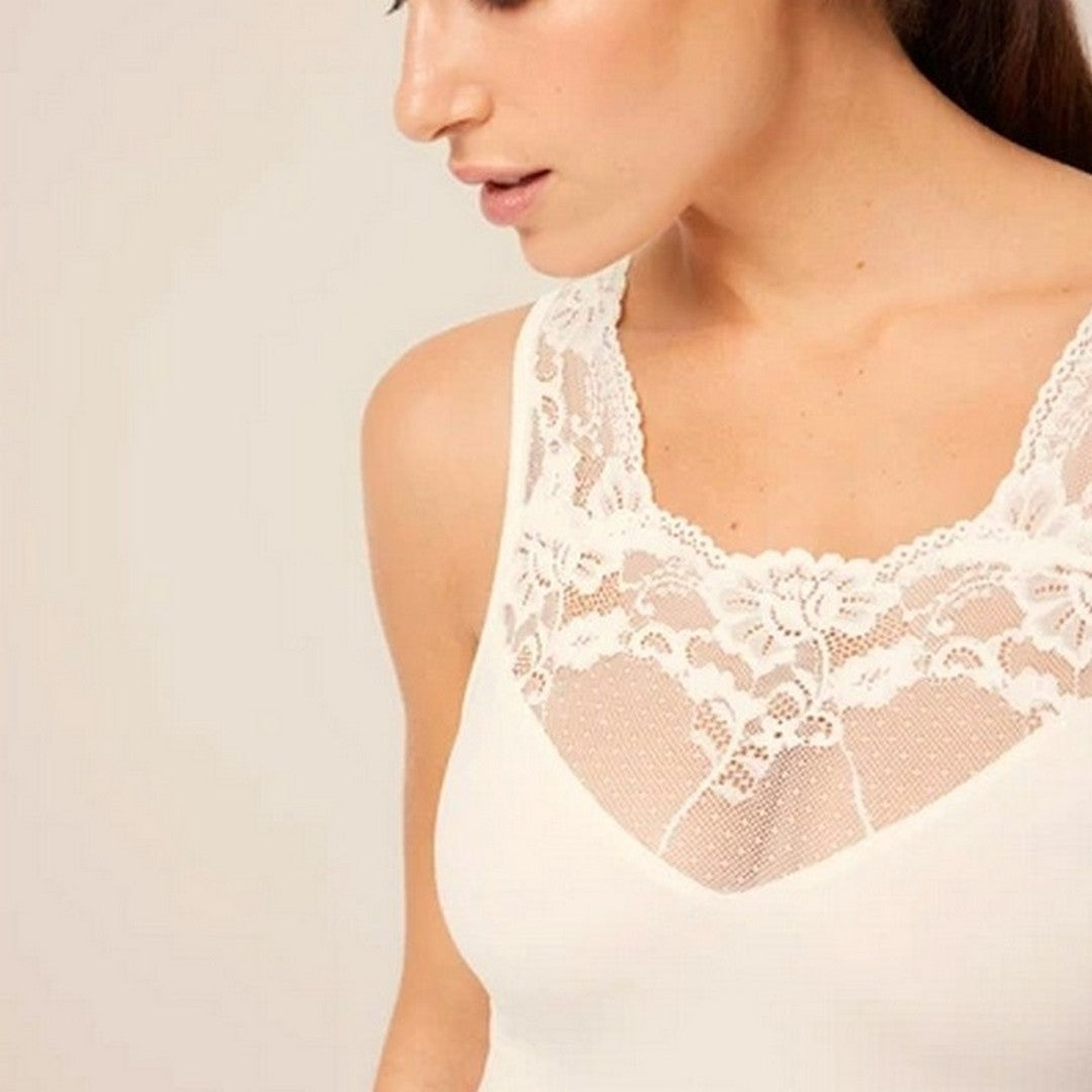 Ysabel Mora Canotta Termica Donna Senza Maniche Con Balza in Pizzo - 70006