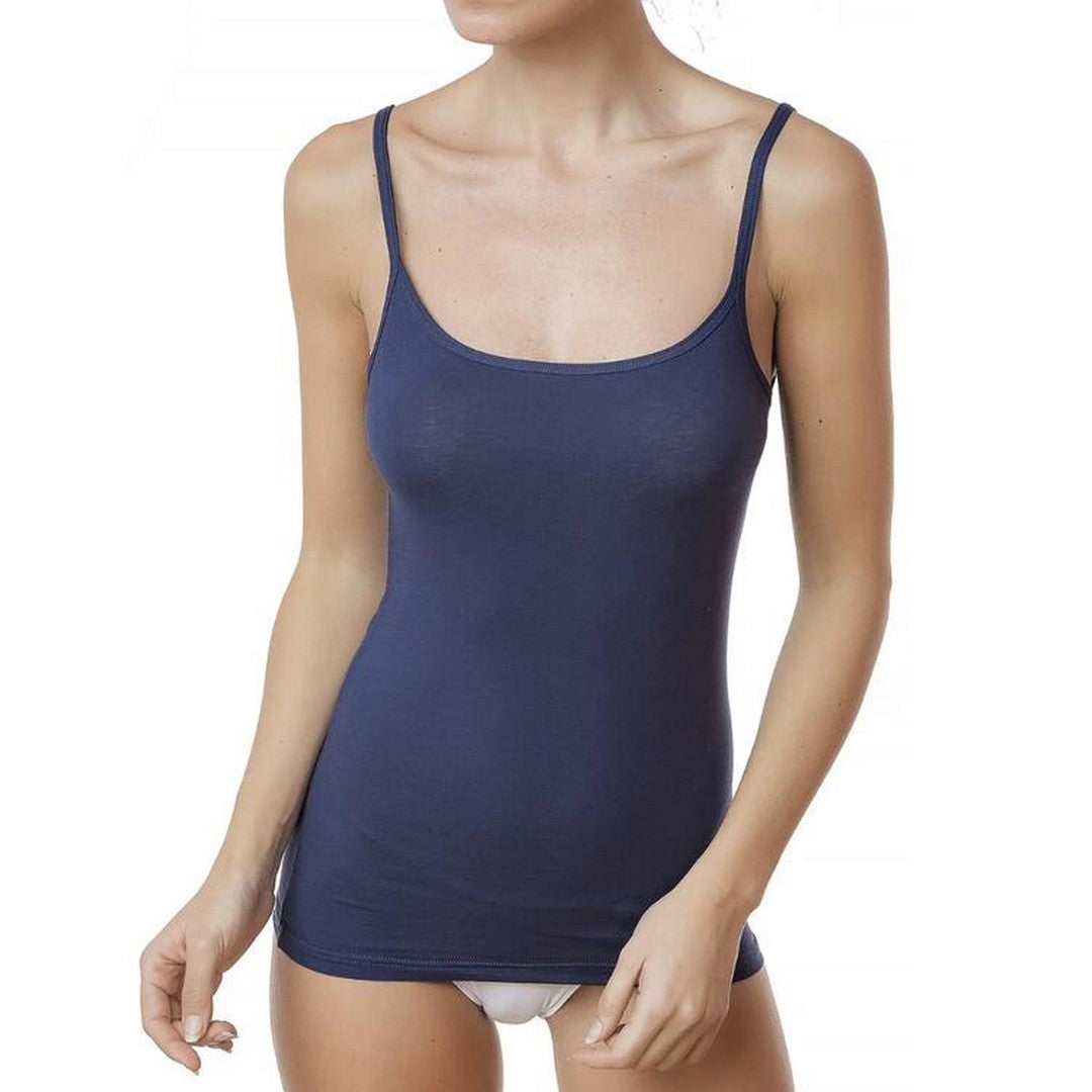 Jadea canotta donna spalline cotone elastico blu