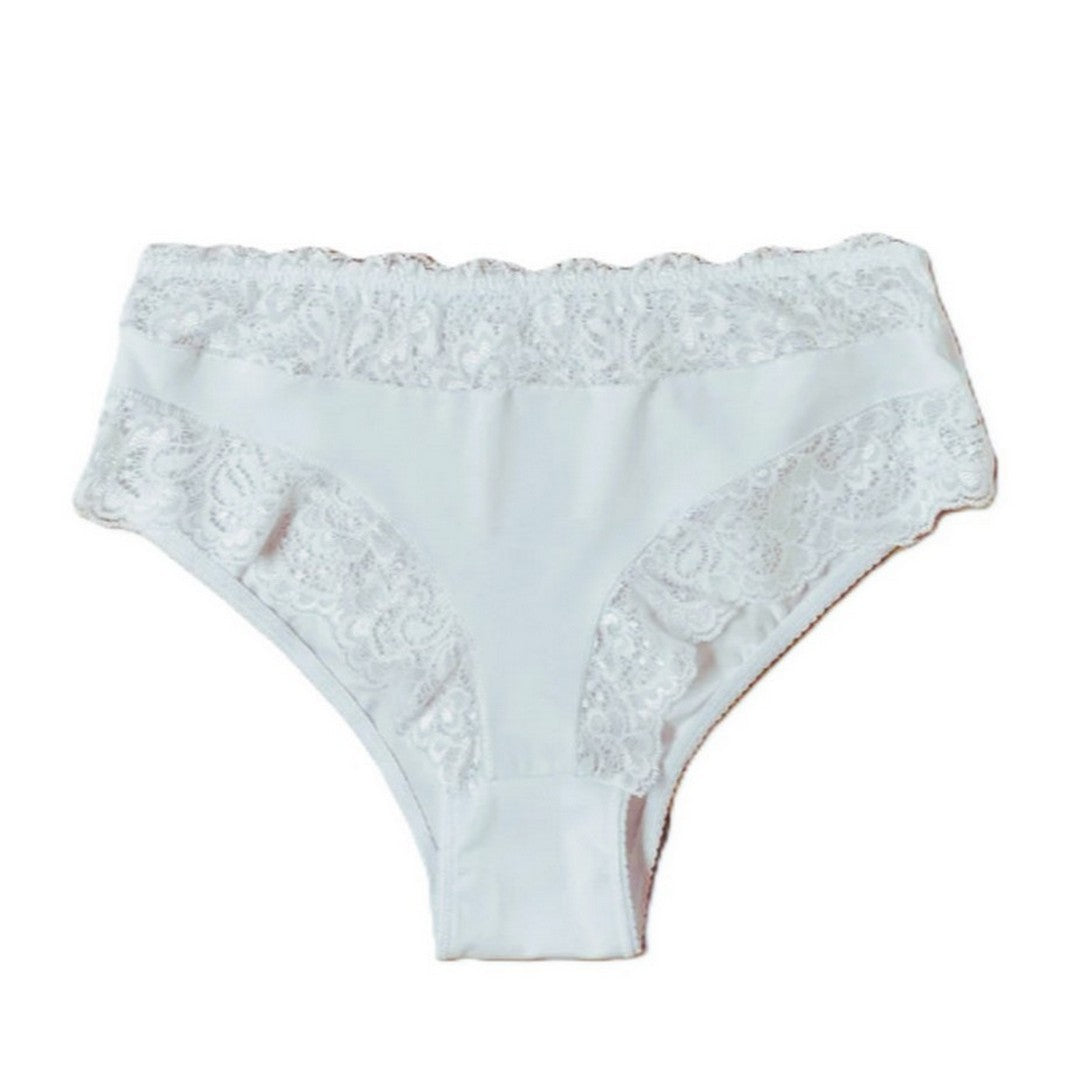 Jadea Slip Donna in cotone modal e pizzo Bianco