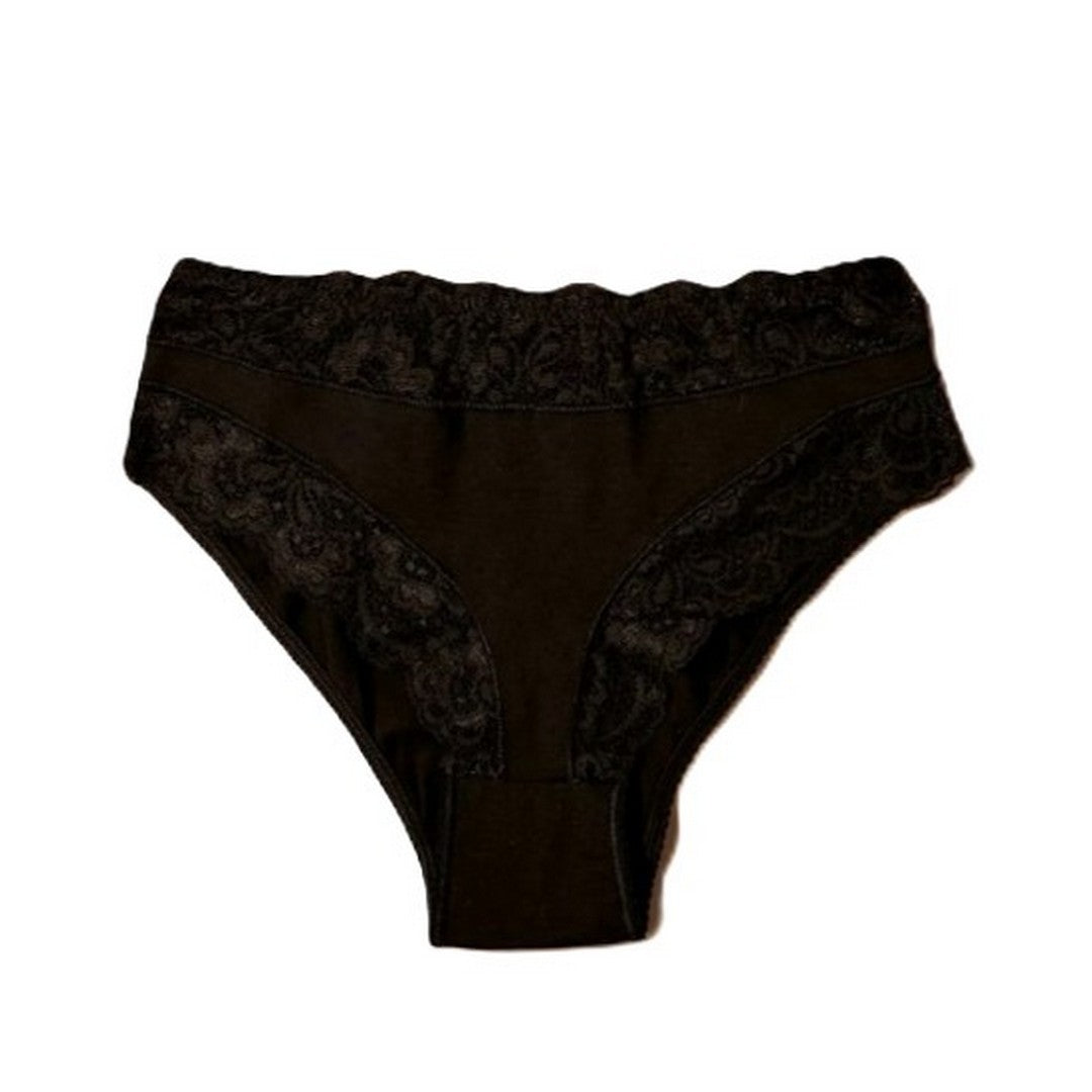 Jadea Slip Donna in cotone modal e pizzo Nero