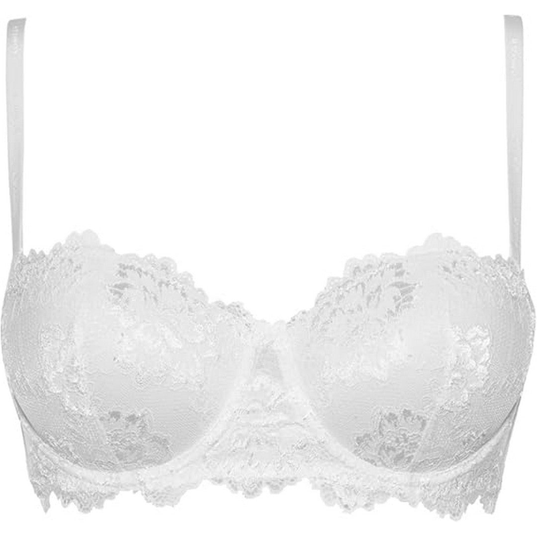 Lormar Reggiseno a fascia con coppe in pizzo bianco