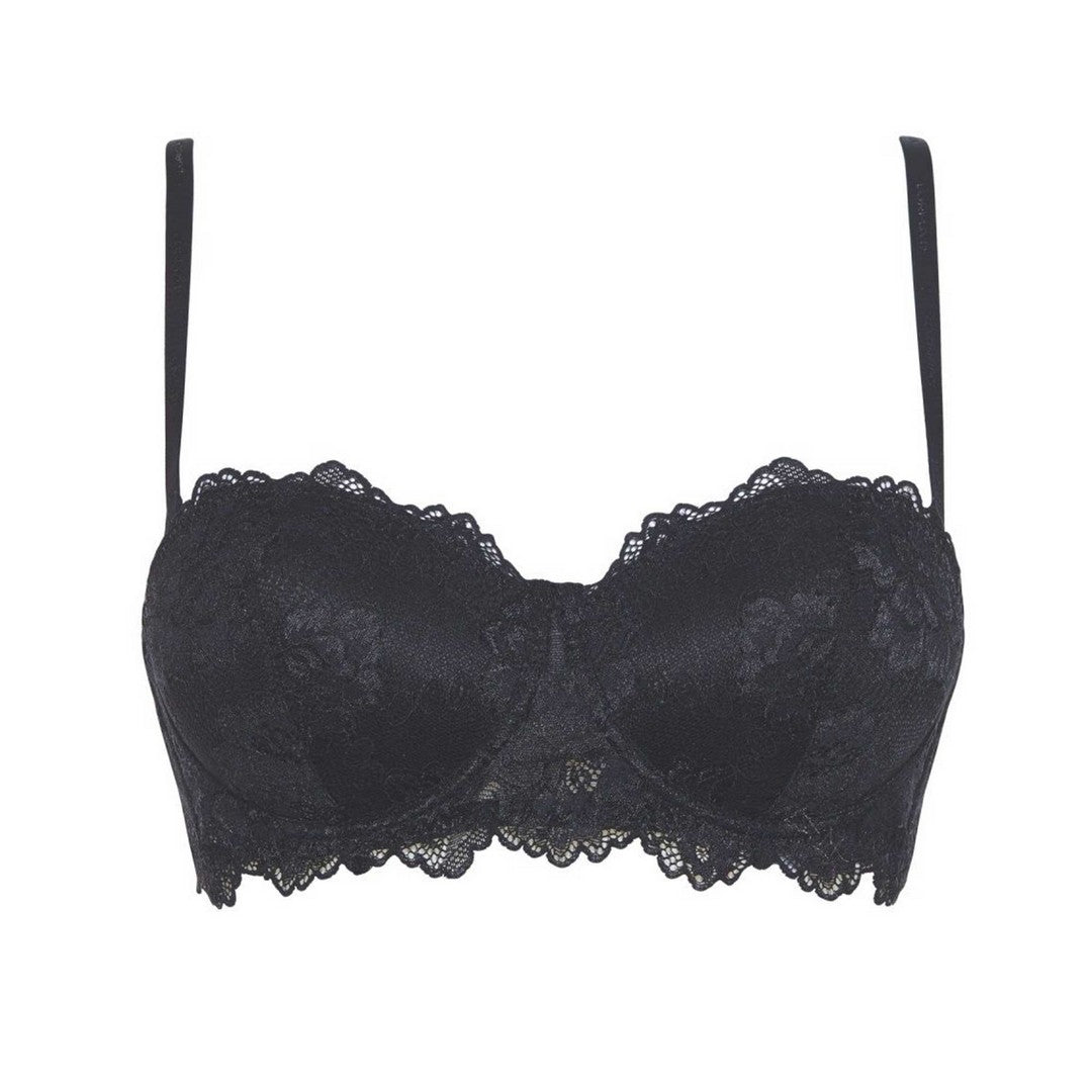 Lormar Reggiseno a fascia con coppe in pizzo nero