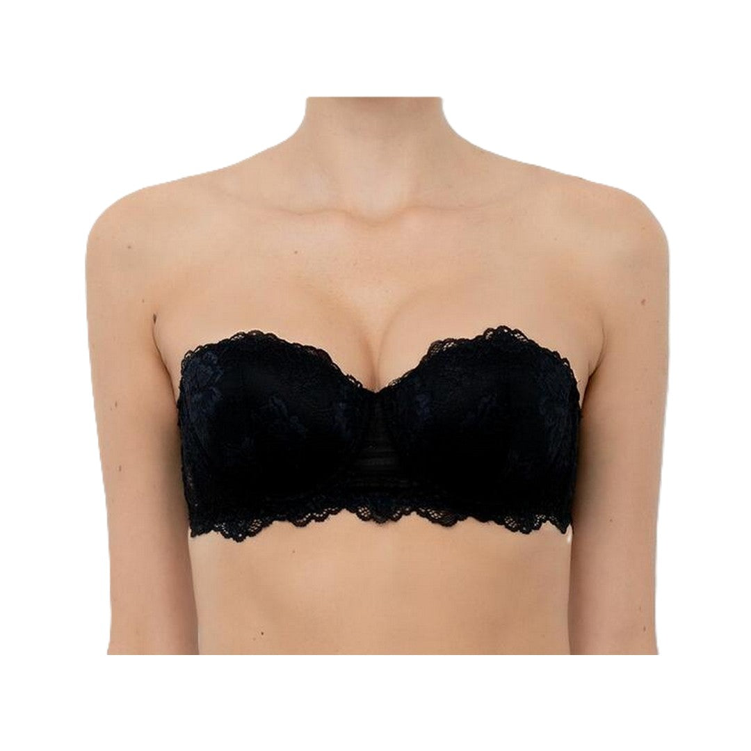 Lormar Reggiseno a fascia con coppe in pizzo nero