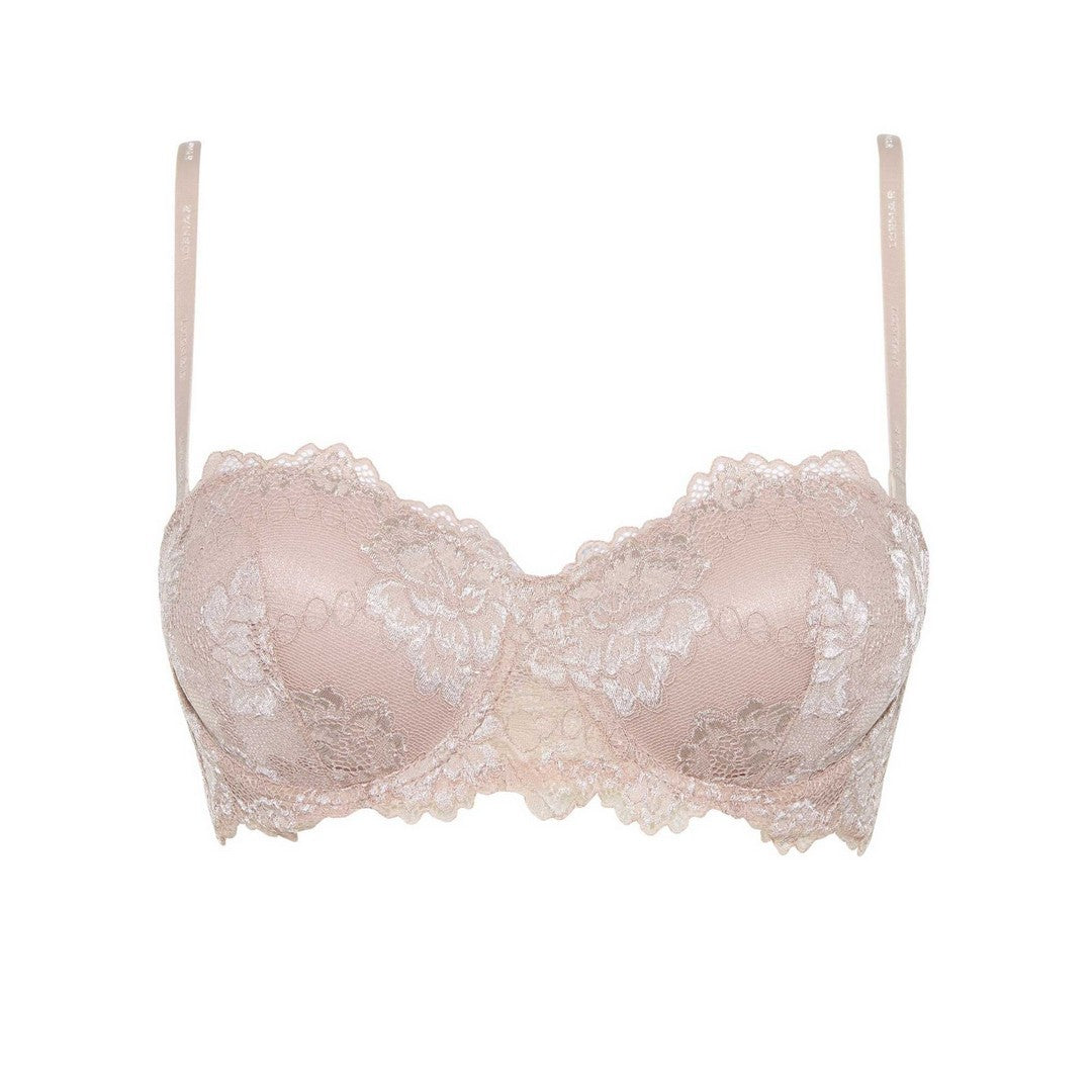 Lormar Reggiseno a fascia con coppe in pizzo noisette