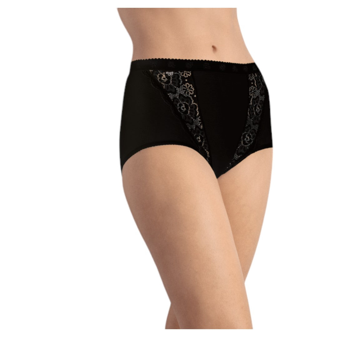 Sloggi Donna Chic Maxi Confezione 2 Slip Cotone elastico nero