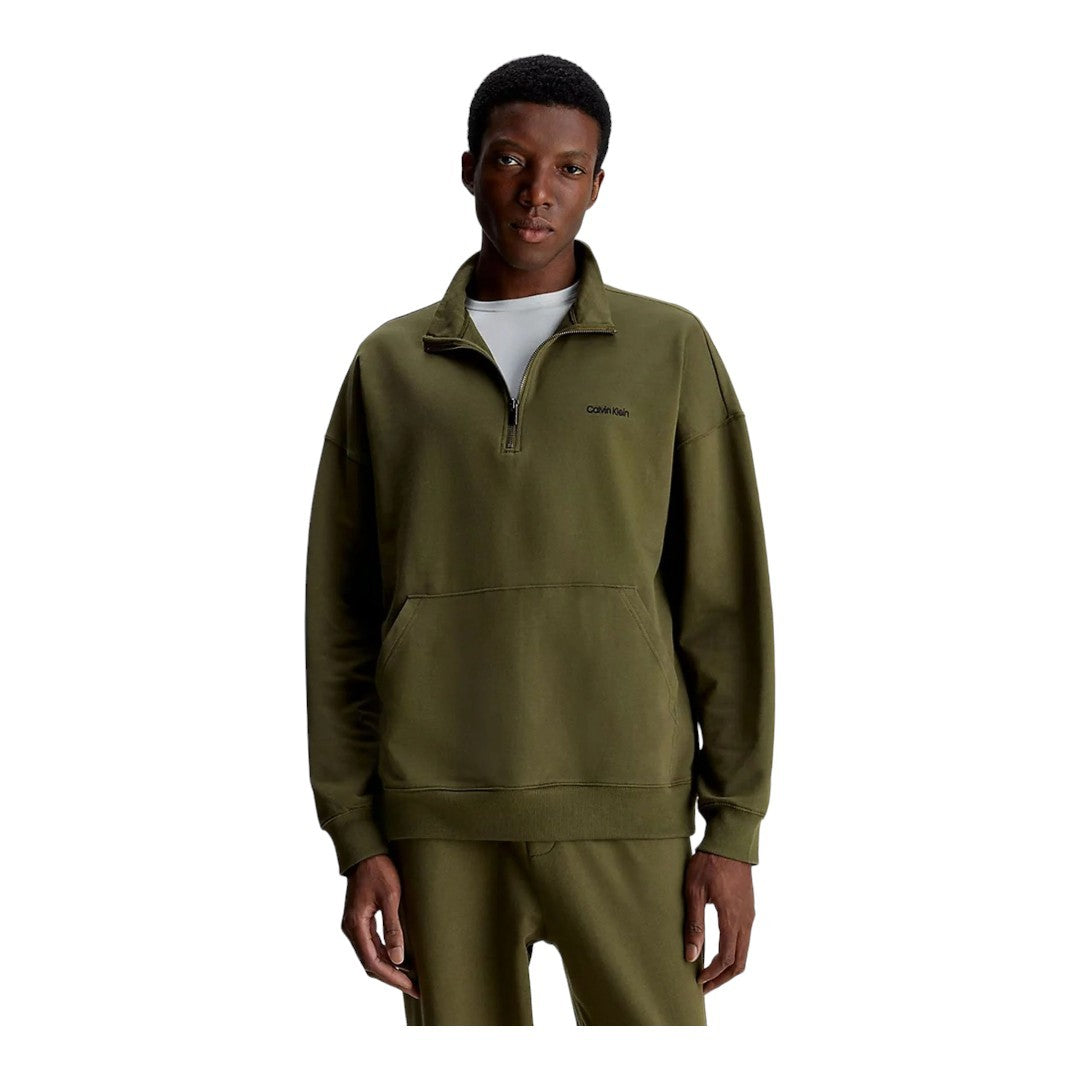 Calvin Klein Felpa Uomo Mezza Zip Olive - 000NM2299E FQ3