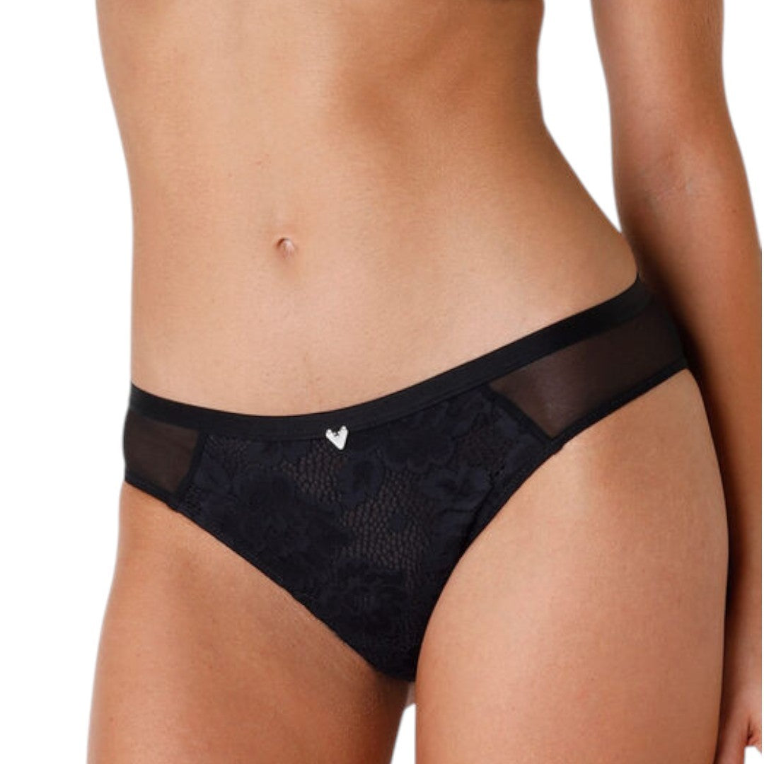 Lovable Slip Anniversary Lace in pizzo riciclato e tulle, nero 9L0CCG