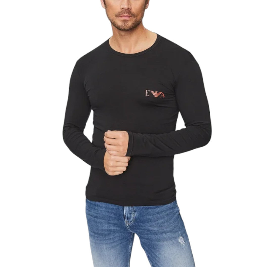 Emporio Armani T-shirt da uomo manica lunga Nero 111023 3F715 00020