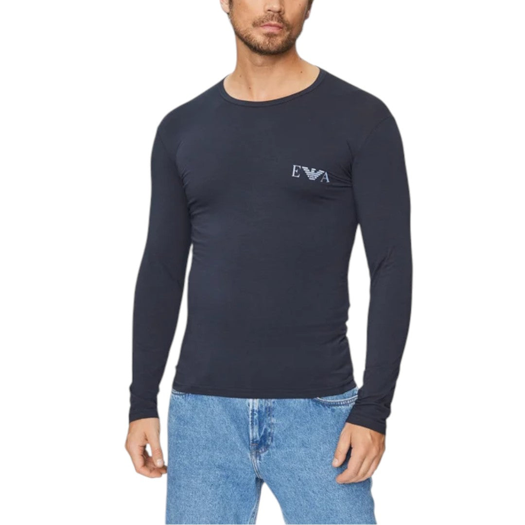 Emporio Armani T-shirt da uomo manica lunga blu 111023 3F715 00135