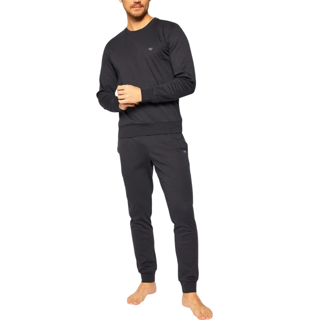 Emporio Armani Pigiama Uomo Caldo Cotone Piping Blu 111928 0A561 00135