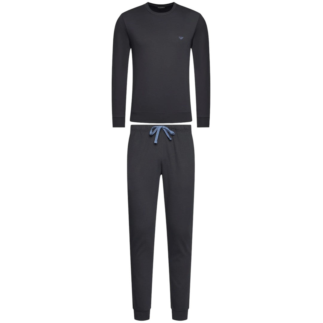 Emporio Armani Pigiama Uomo Caldo Cotone Piping Blu 111928 0A561 00135