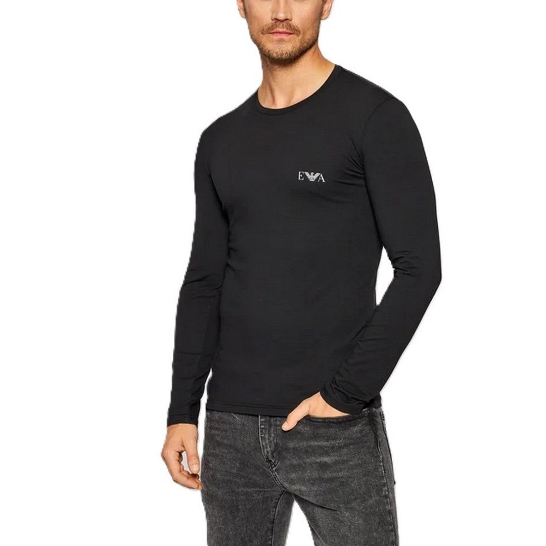 Emporio Armani T-shirt uomo manica lunga logo nero 111023 1A715 00020