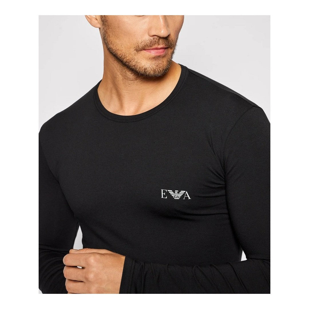 Emporio Armani T-shirt uomo manica lunga logo nero 111023 1A715 00020