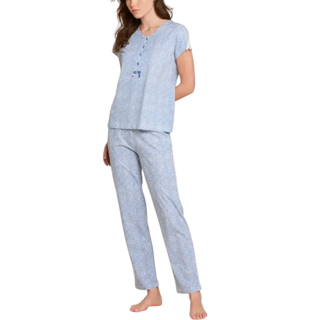 Noi Di Notte Pigiama Donna Plus Man.Corta Pant.Lungo Cielo Cotone FA008738PB401