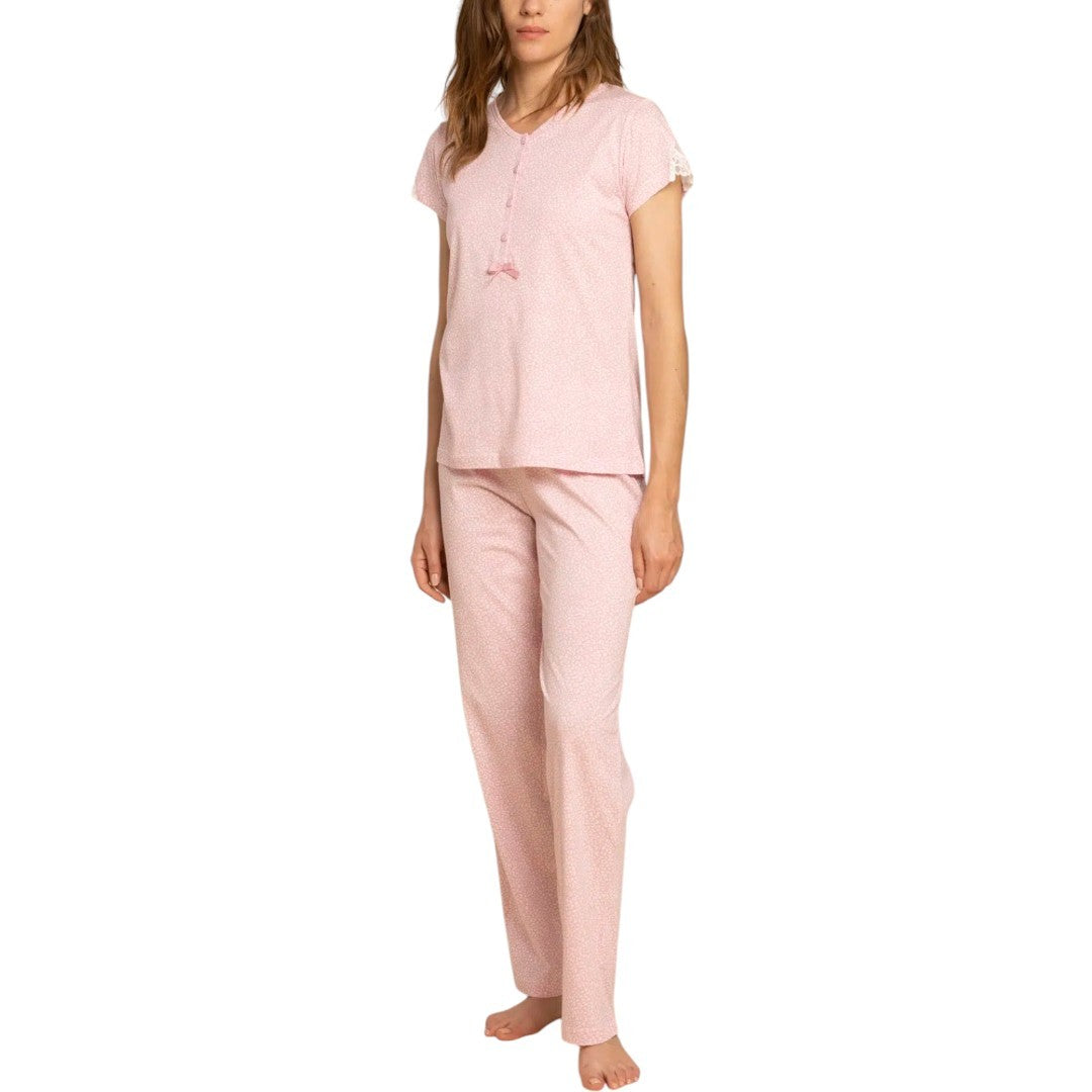 Noi Di Notte Pigiama Donna Plus Man.Corta Pant.Lungo Cotone Rosa FA008738PB402