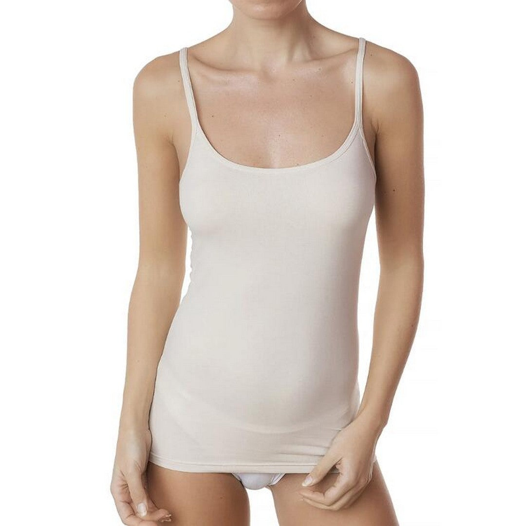 Jadea canotta donna spalline cotone elastico cipria