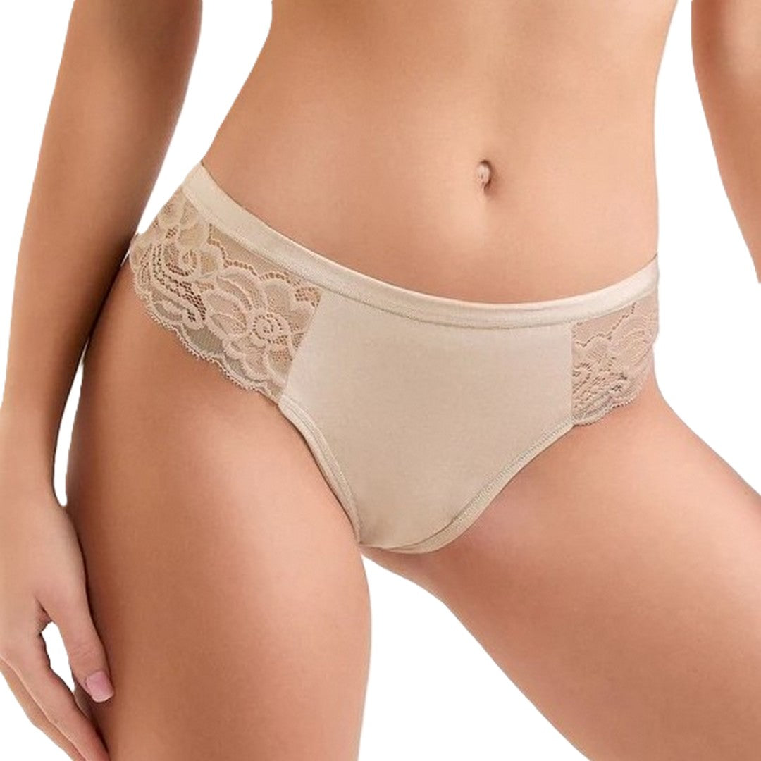 Jadea Brasiliana donna Vita alta cotone e pizzo Cipria