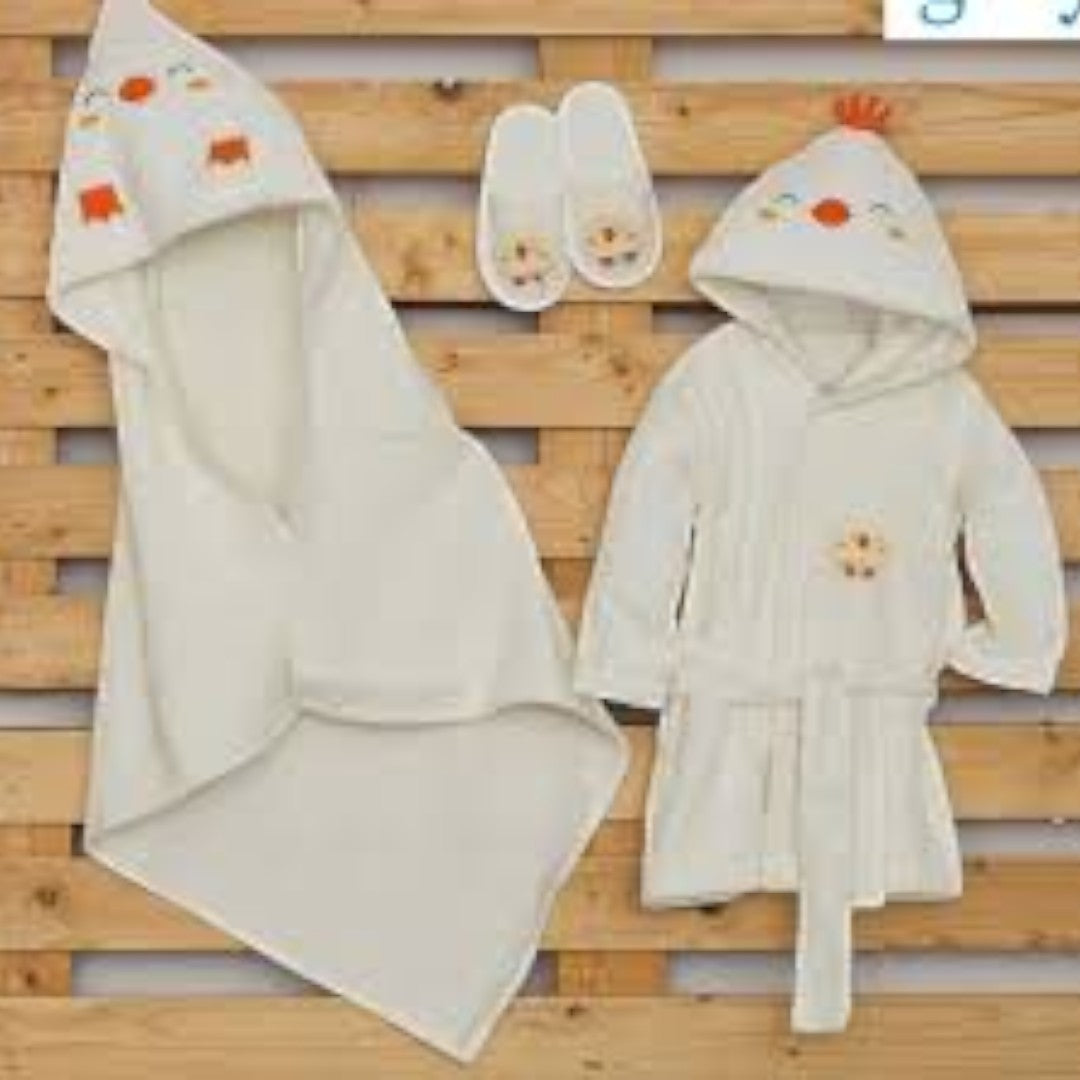 Gary Coordinato Spugna accappatoio, triangolo e ciabattine S7702-PULCINO-UNICA