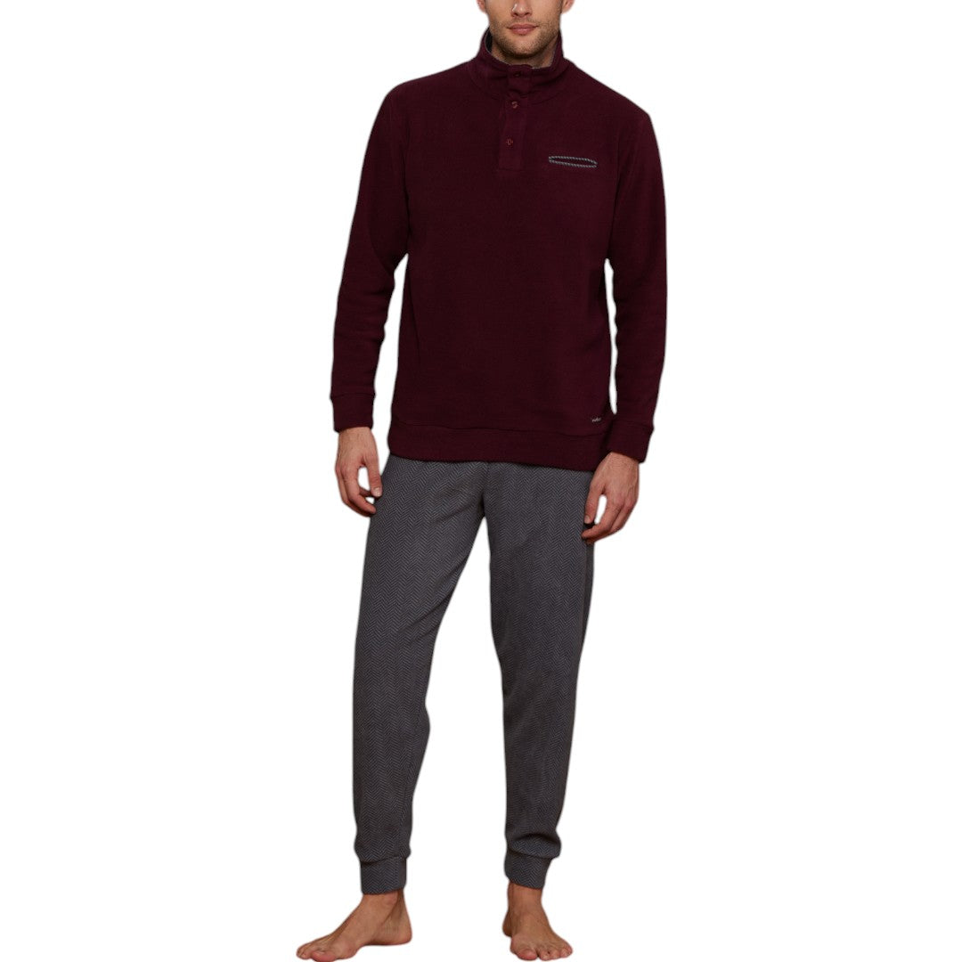 Noidinotte Pigiama Uomo Micropile Serafino a collo alto Bordeaux FC002773PB402
