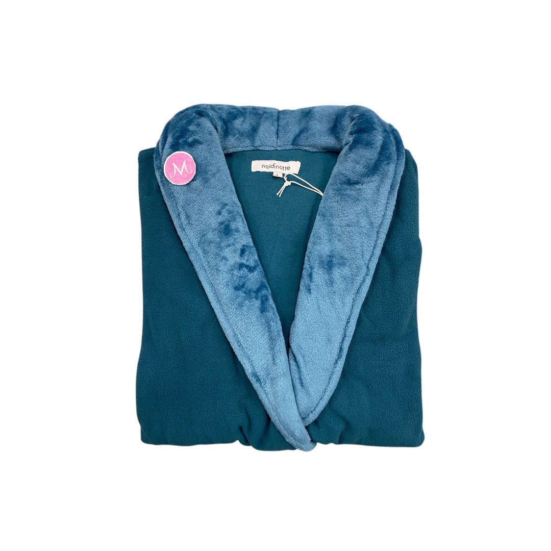 Noidinotte Vestaglia Micropile collo sciallato coral fleece blu GE002629PB402