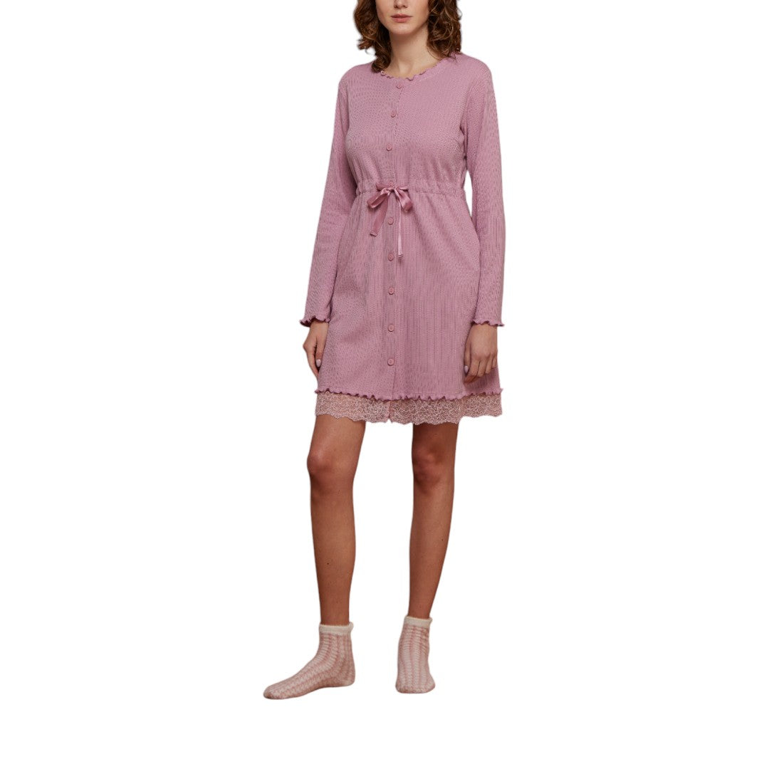 Noidinotte Camicia Da Notte Donna Costina Aperta Rosa LA002918PB401