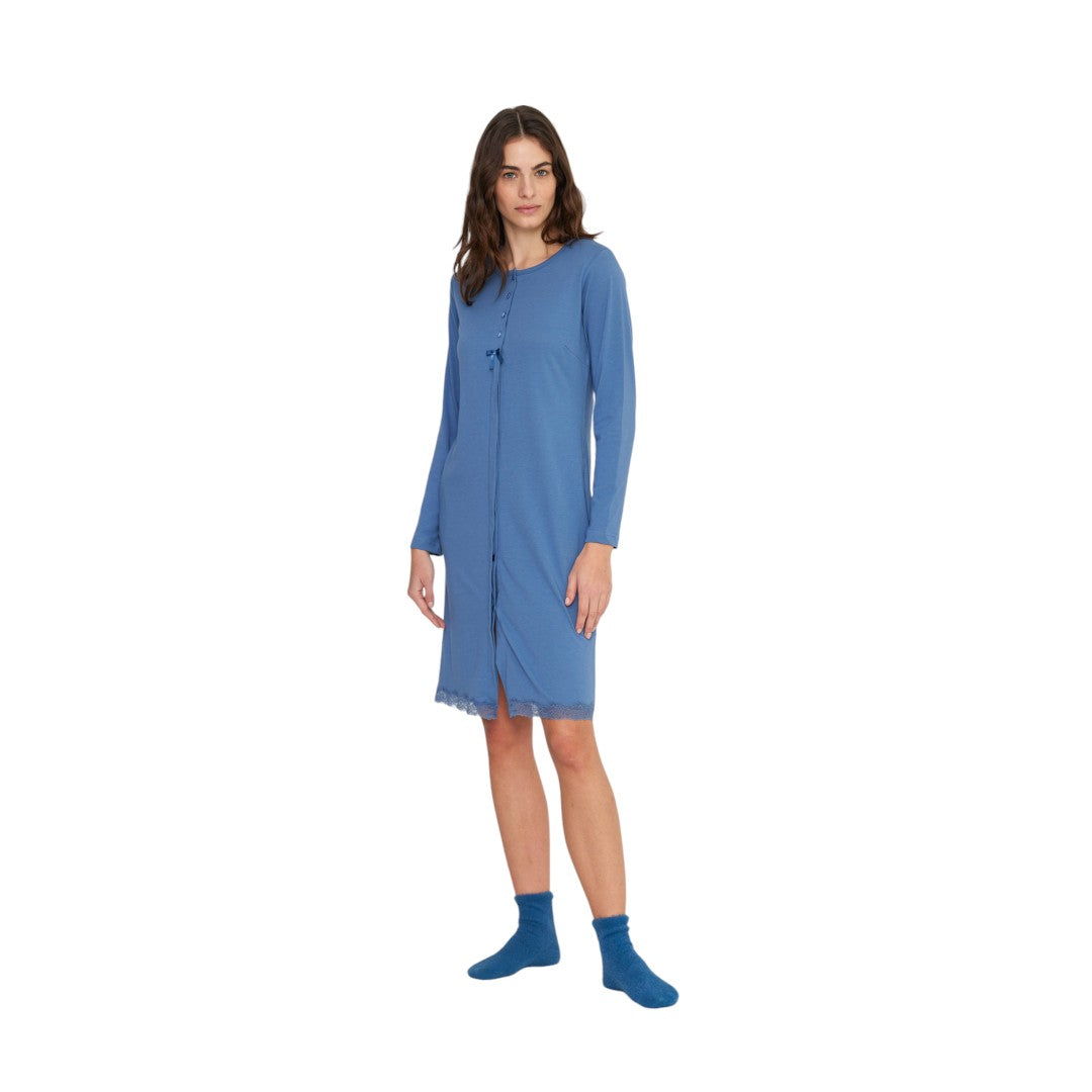 Camicia Da Notte Donna Lily Jersey Invernale Blu - LA003162PB401