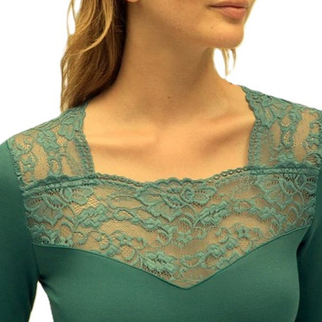 Ysabel Mora Maglia Termica Donna a Maniche Lunghe Con Pizzo