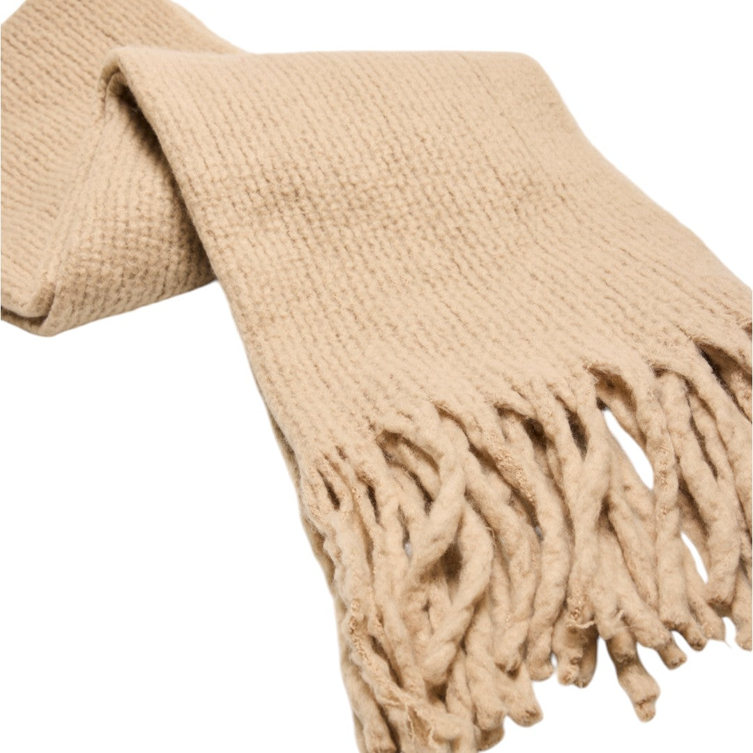 Ysabel Mora Pashmina tinta unita con dettaglio frange beige - 70658