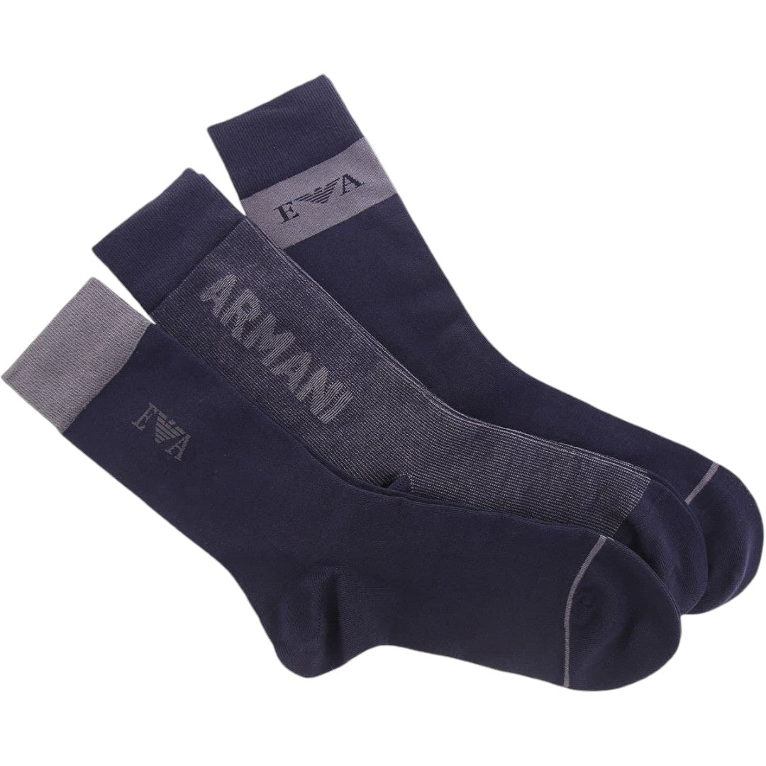 Emporio Armani 3Pack Calze Corte Uomo Blue - 302402 3F283 13949