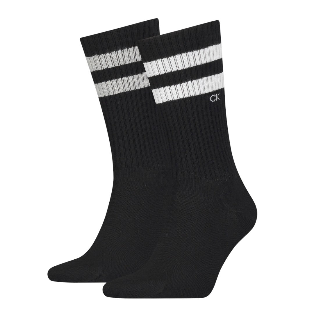 Calvin Klein Uomo 2P Calzini A Metà Polpaccio A Righe Nero 701218711 001 039