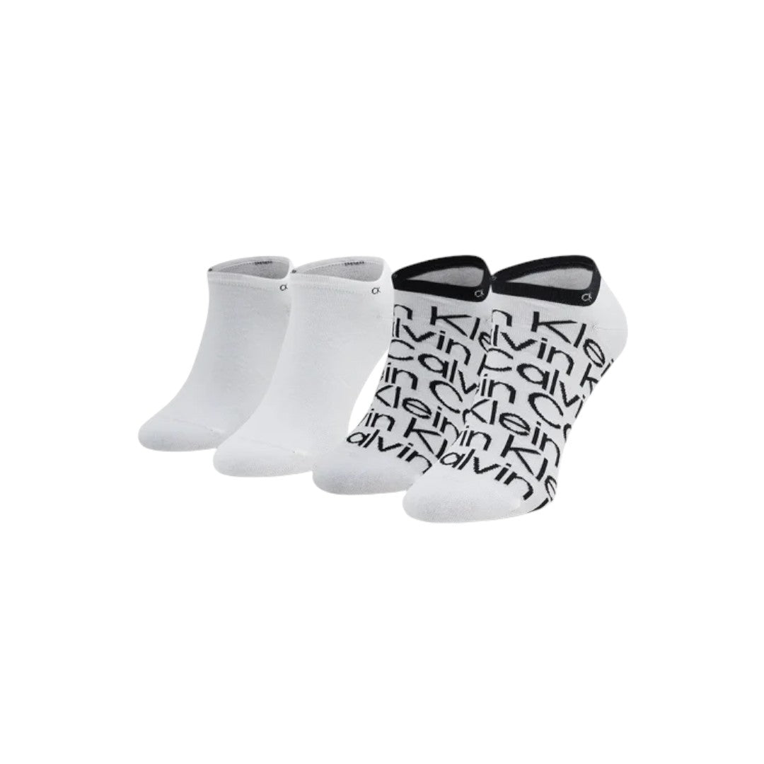 Calvin Klein Uomo 2P Calzini Alla Caviglia Bianco Con Logo 701218714 002 043