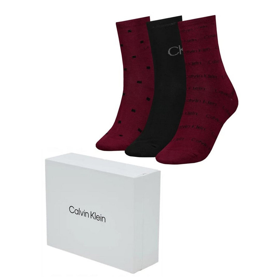 Calvin Klein Donna Gift Box x3 Calze Combo Bordeaux - 701224118 003 999