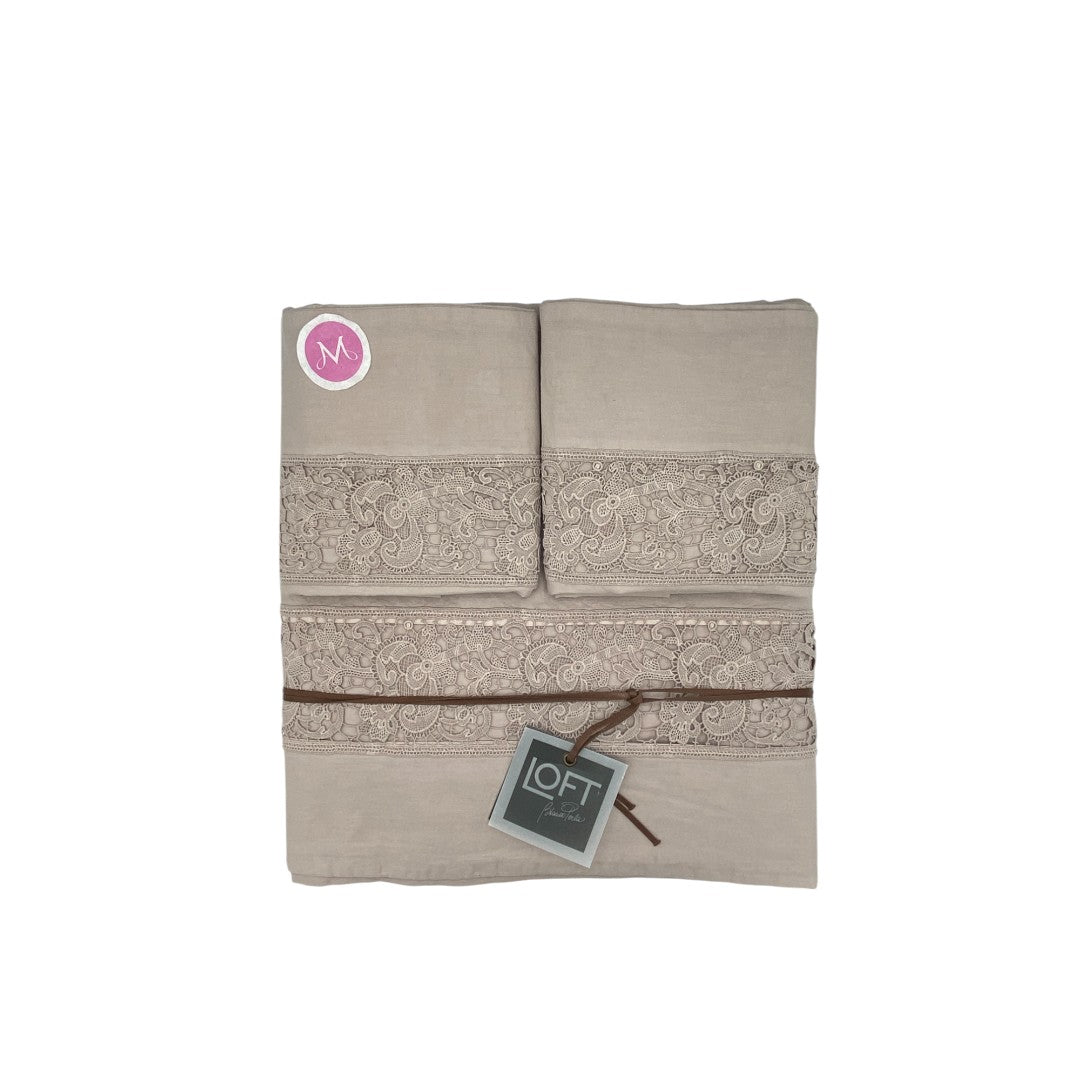 Biancoperla completo lenzuola matrimoniali tinto in filo Marrakech Cipria