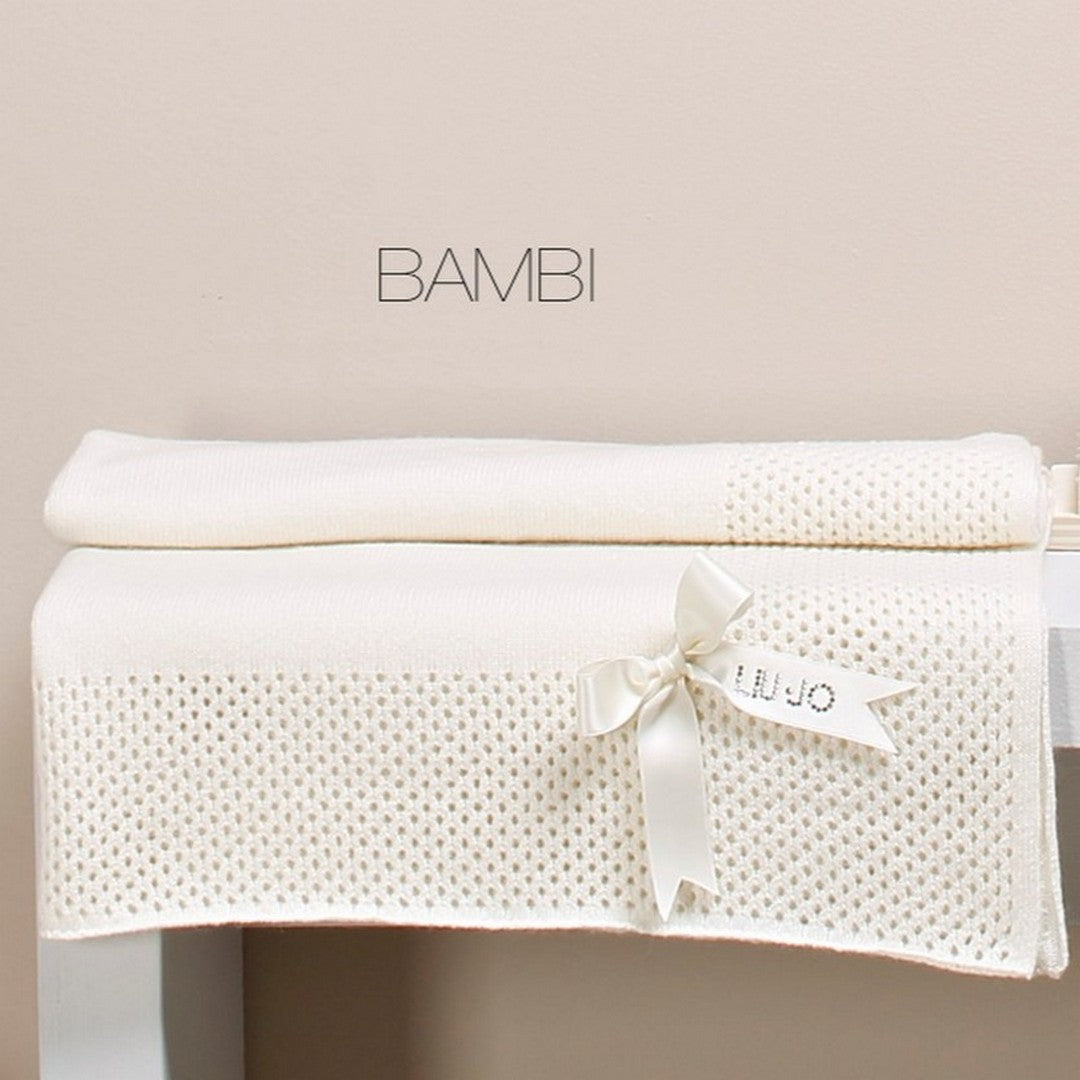 Liu Jo Baby Copertina Carrozzina in Lana Merinos Bamby Avorio BL248B 00067