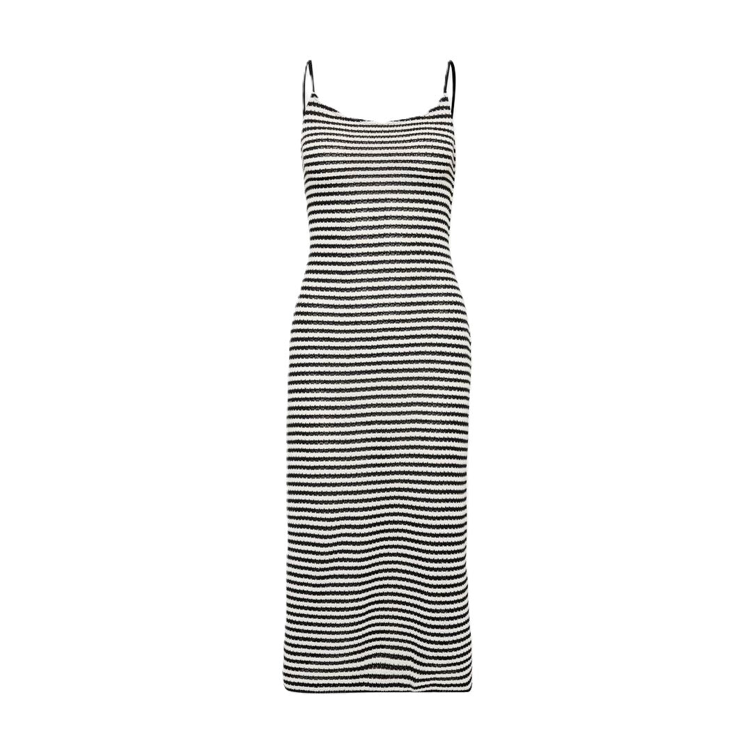Emporio Armani Beachwear Abito midi Black/Almond Stripe - EW000608 AF12199 FC062