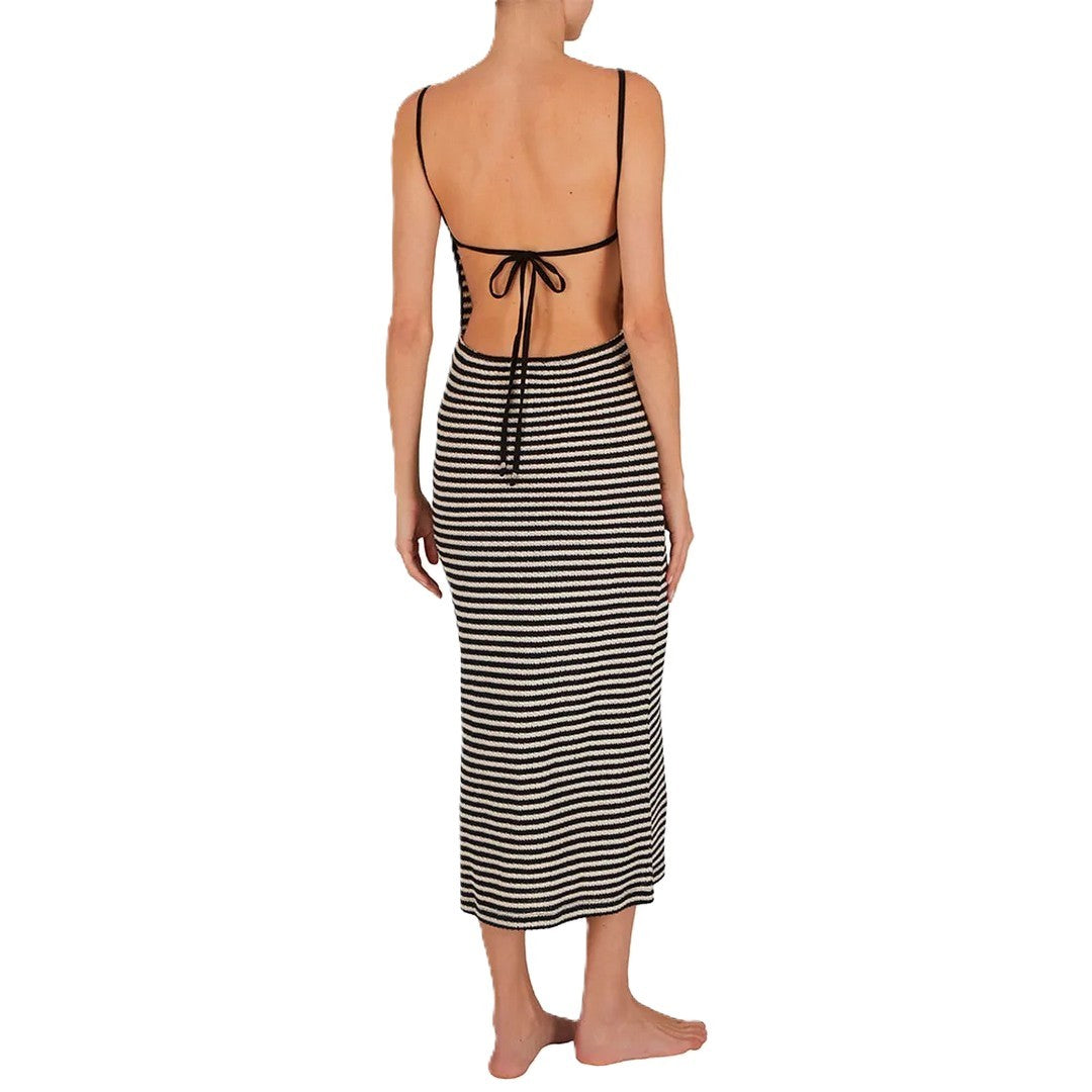 Emporio Armani Beachwear Abito midi Black/Almond Stripe - EW000608 AF12199 FC062