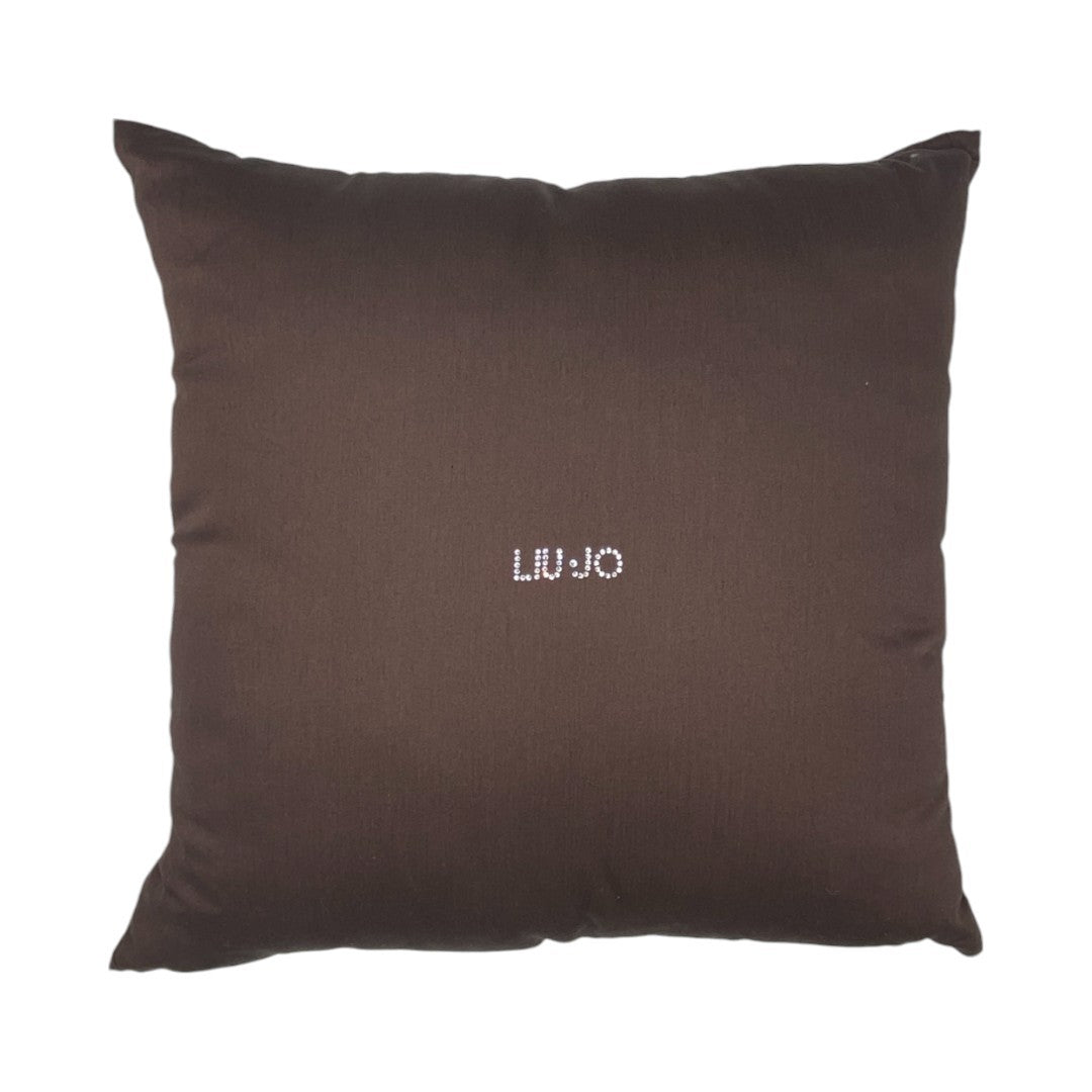 LIU-JO cuscino arredo raso di cotone 40x40 logo swarovski Tellaro LL102F Marrone