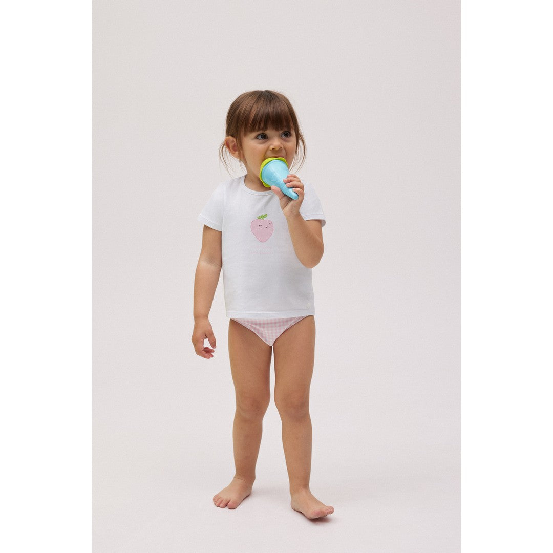 Ysabel Mora Beachwear Completo Bambina Costume Slip E Maglietta - 97079