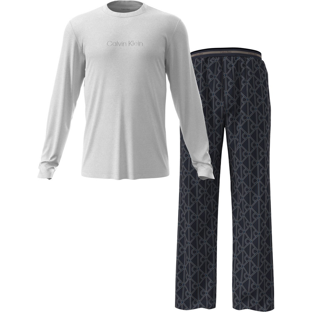 Calvin Klein Set Pigiama Uomo Manica Lunga E Pantaloni In Popeline Di Cotone