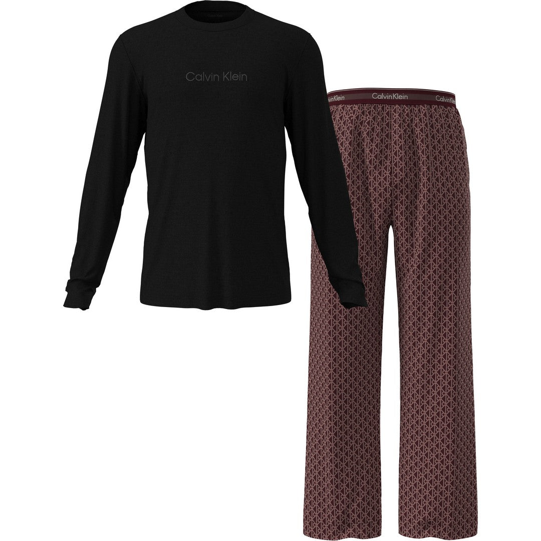 Calvin Klein Set Pigiama Uomo Manica Lunga E Pantaloni In Popeline Di Cotone