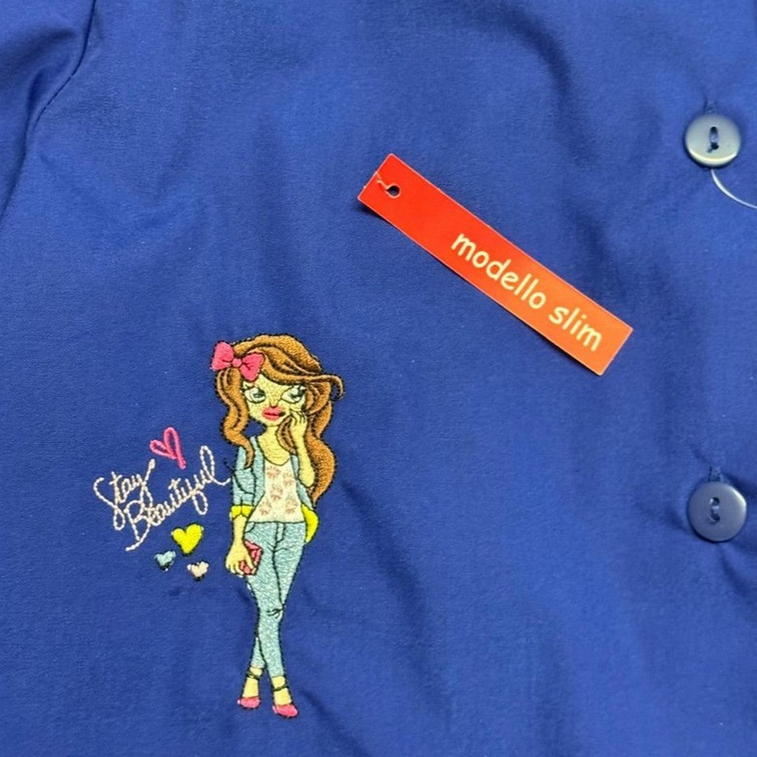 Ambrosino Grembiule Scuola Bambina Bluette Con Bottoni