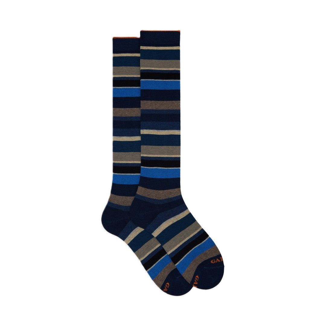 Gallo Calza Lunga Uomo Cotone caldo Righe Multicolor Blu