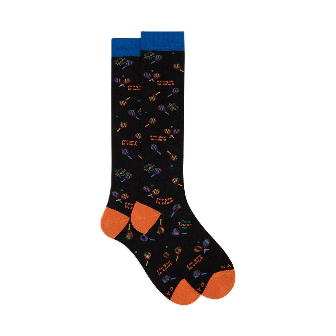 Gallo Calza Lunga Uomo Cotone Fantasia Tennis Nero