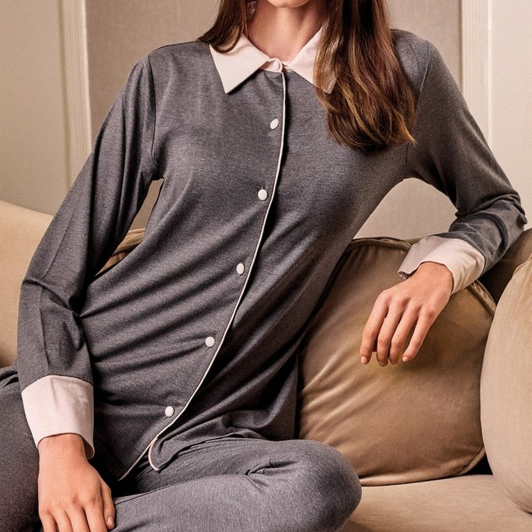 Lormar Pigiama donna in viscosa pesante aperto