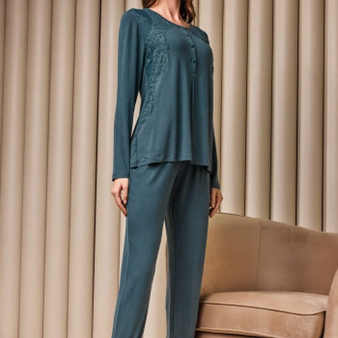 Lormar Pigiama donna in viscosa pesante 4 bottoni