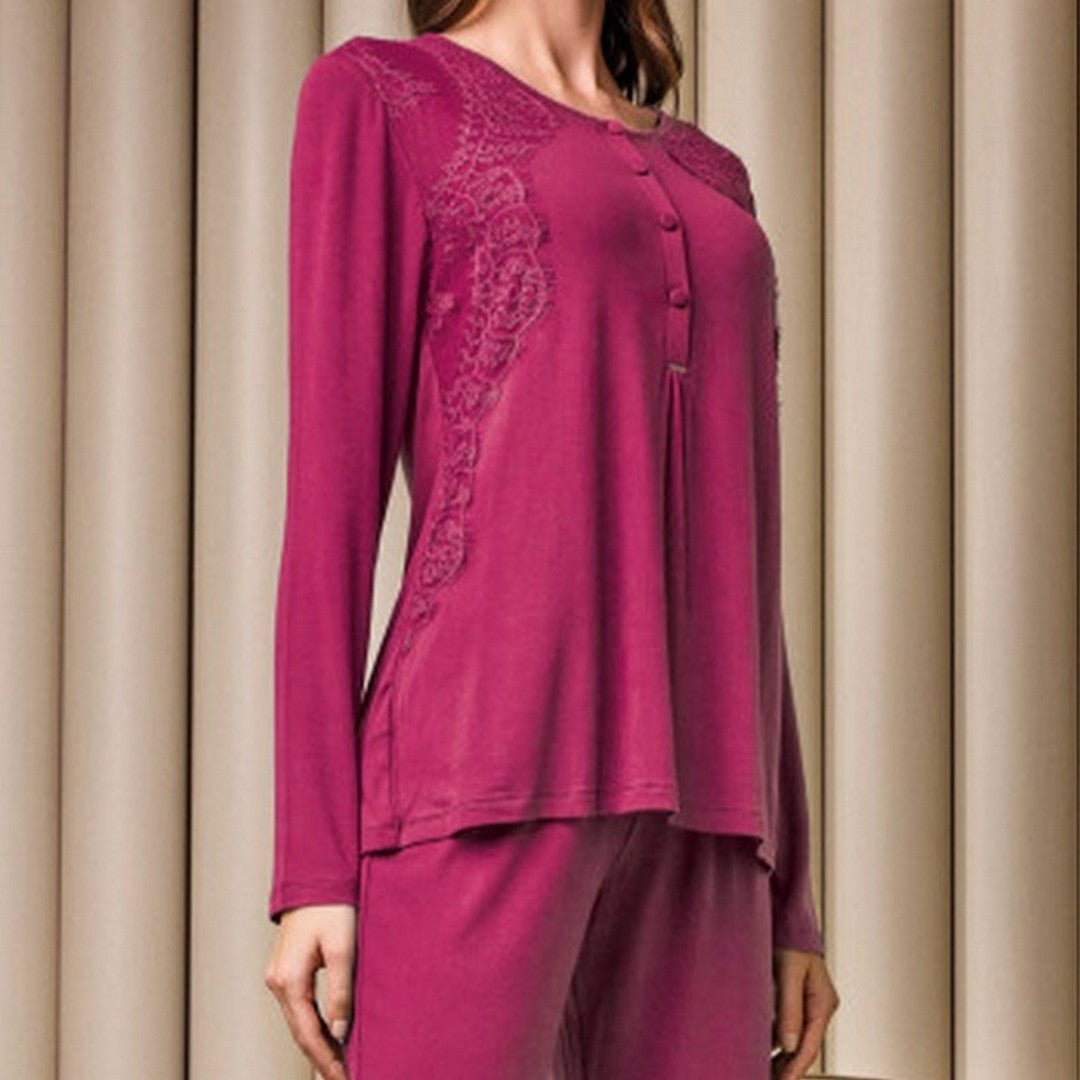 Lormar Pigiama donna in viscosa pesante 4 bottoni