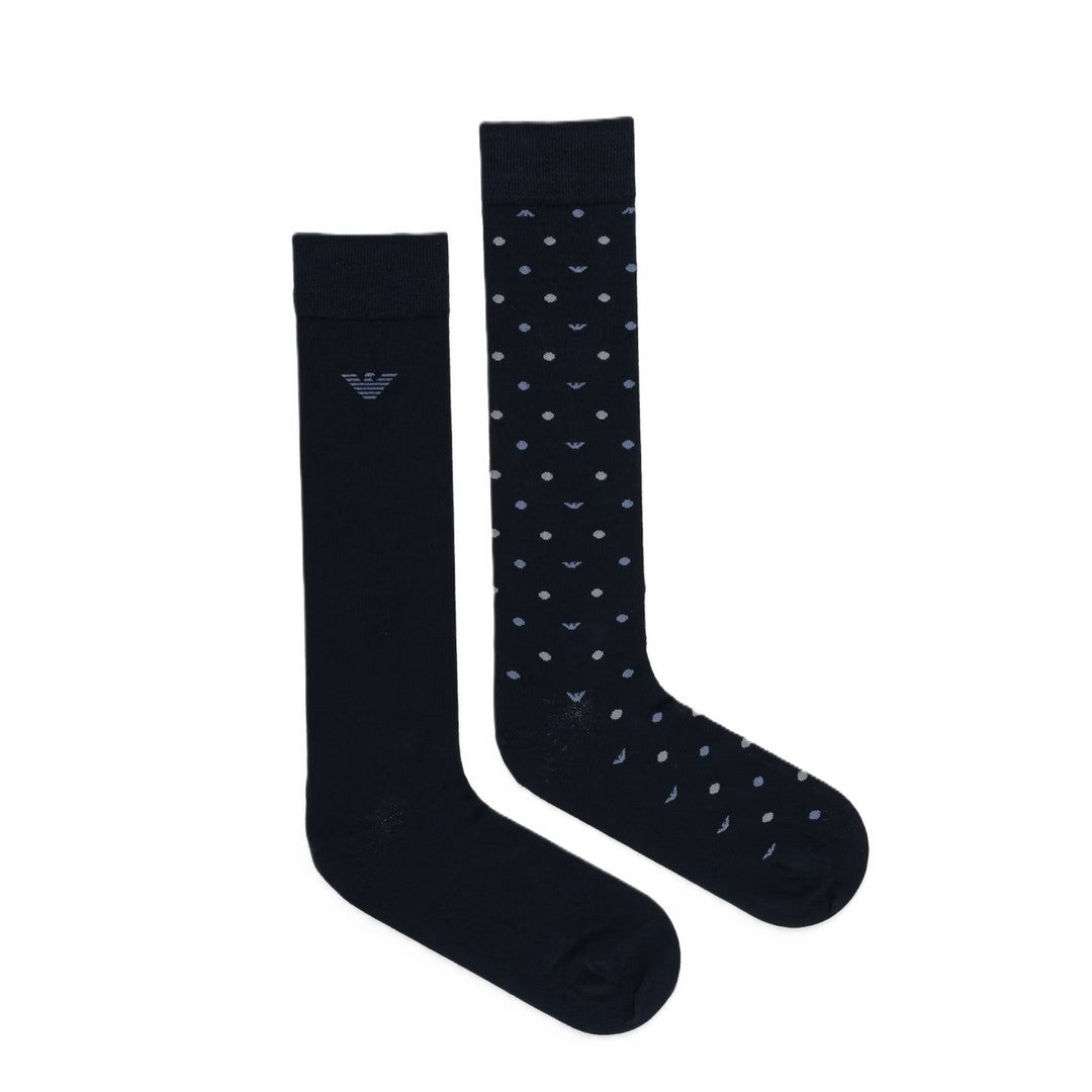 Emporio Armani 2 Pack Calze Lunghe Uomo Allover Eagle Blu EM000545-AF18145-MB382