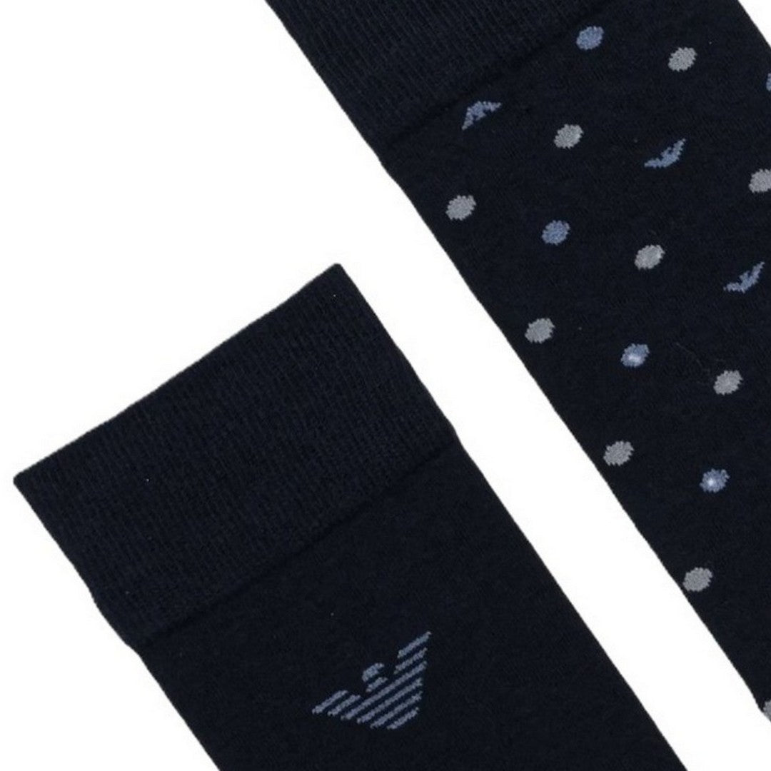 Emporio Armani 2 Pack Calze Lunghe Uomo Allover Eagle Blu EM000545-AF18145-MB382