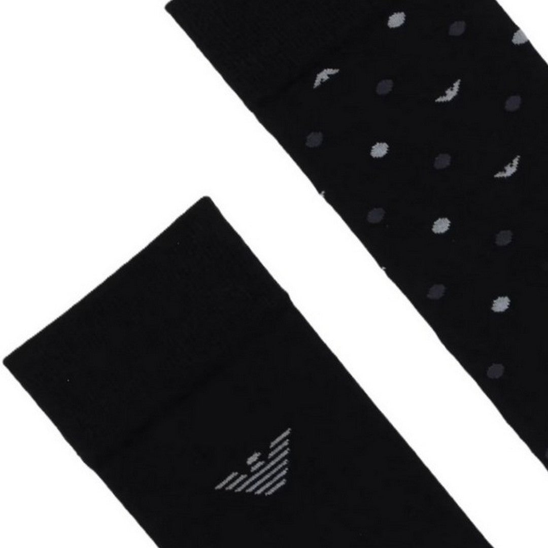Emporio Armani 2 Pack Calze Lunghe Uomo Allover Eagle Nero EM000545-AF18145MC363