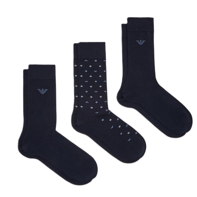 Emporio Armani 3 Pack Calze Corte Allover Eagle Uomo EM000554-AF18145-MB384